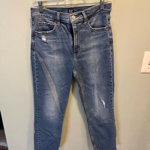 Gap 1969 Cigarette Denim. 28P/6. Distressed